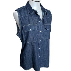 Calvin Klein Jeans Women’s lightweight denim button down shirt Alexa Rin…